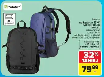 Carrefour Plecak na laptopa 15,6” PACKER BK/BL TRACER oferta