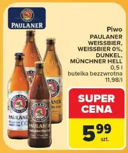 Carrefour Piwo PAULANER WEISSBIER, WEISSBIER 0%, DUNKEL, MÜNCHNER HELL oferta