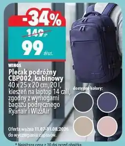 Biedronka Plecak podróżny CBP002, kabinowy oferta