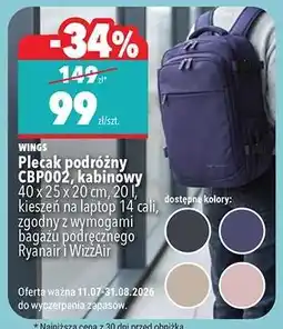 Biedronka Plecak podróżny CBP002, kabinowy oferta