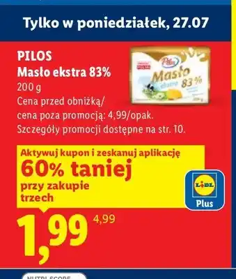 Lidl Masło ekstra 83% Pilos oferta