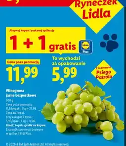 Lidl Winogrona jasne bezpestkowe Ryneczek Lidla oferta