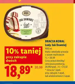 Lidl Lody Jak Dawniej Bracia Koral biała czekolada-pistacja z sosem malinowym oferta