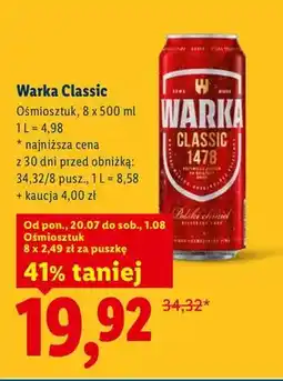 Lidl Piwo Warka Classic 8-pak oferta