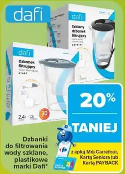 Carrefour Dzbanki do filtrowania wody szklane, plastikowe marki Dafi oferta