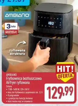 ALDI Frytkownica beztłuszczowa Airfryer ryflowana Ambiano oferta
