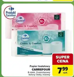 Carrefour Express Papier toaletowy Carrefour Essential Classic & Comfort 8-pak różowy oferta