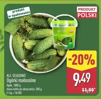 ALDI Ogórki małosolne All Seasons oferta