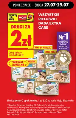 Biedronka Wszystkie pieluszki Dada Extra Care oferta