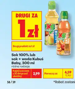 Biedronka Sok 100% lub sok + woda Kubuś Baby, 300 ml oferta