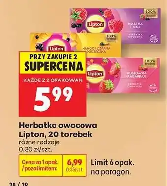 Biedronka Herbatka owocowa Lipton 20 torebek oferta