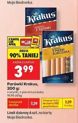 Biedronka Parówki Krakus z piersi kurczaka oferta