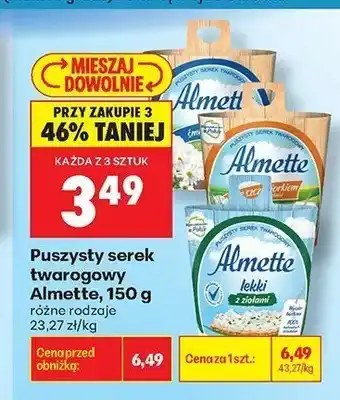 Biedronka Puszysty serek twarogowy Almette z ziołami oferta