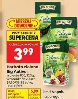 Biedronka Herbata zielona w torebkach Big Active z pigwą oferta
