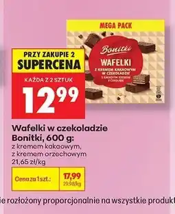 Biedronka Wafelki w czekoladzie z kremem orzechowym Bonitki oferta