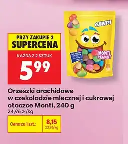 Biedronka Orzeszki arachidowe w czekoladzie mlecznej i cukrowej otoczce Monti oferta