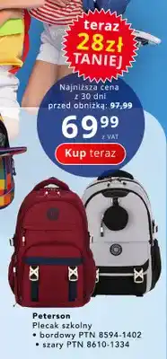 Poczta Polska Plecak szkolny Peterson szary PTN 8610-1334 oferta