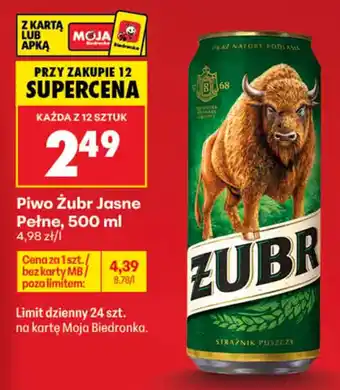 Biedronka Piwo Żubr Jasne Pełne oferta
