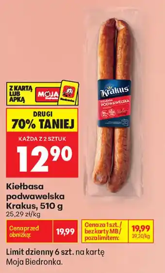 Biedronka Kiełbasa podwawelska Krakus oferta