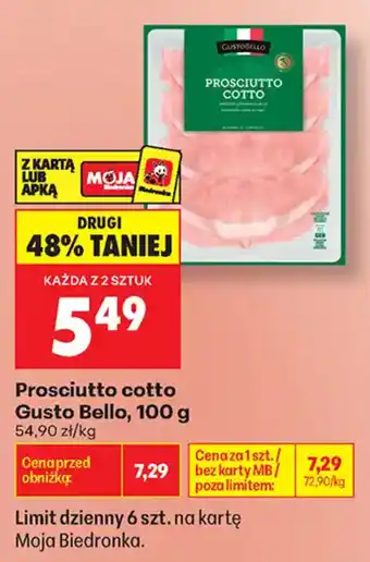 Biedronka Prosciutto cotto Gusto Bello oferta