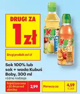 Biedronka Sok 100% lub sok + woda Kubus Baby oferta