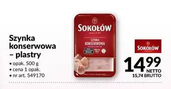 Makro Szynka konserwowa plastry Sokołów oferta