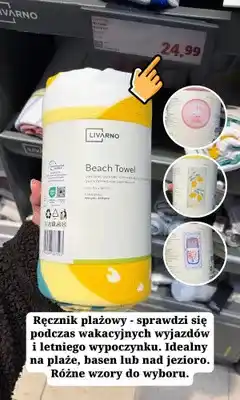Lidl Ręcznik plażowy frotté Livarno oferta