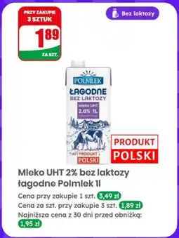 Dino Mleko UHT 2% bez laktozy Łagodne Polmlek oferta