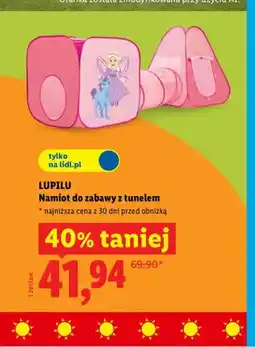 Lidl Namiot do zabawy z tunelem Lupilu oferta