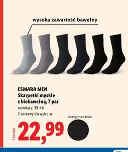 Lidl Skarpetki męskie z biobawełną Esmara Men 7-pak oferta