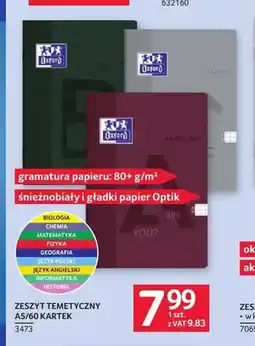 Selgros Zeszyt tematyczny A5 60 kartek Oxford oferta