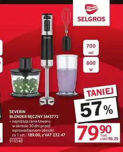 Selgros Blender ręczny Severin SM3772 oferta