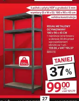 Regał metalowy ocynkowany 180x90x45 cm