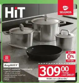 Selgros Komplet garnków 7 części Meta BergHOFF oferta