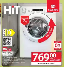 Selgros Pralka Candy CS4 1272DE/1-S Slim oferta