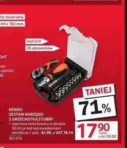 Selgros Zestaw narzędzi z grzechotką stubby Kendo oferta