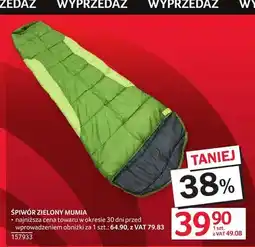 Selgros Śpiwór zielony mumia oferta