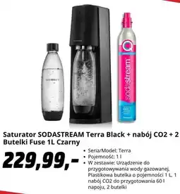 Media Markt Saturator SODASTREAM Terra Black + nabój CO2 + 2 butelki Fuse 1 l czarny oferta