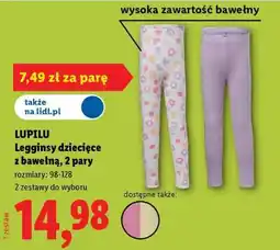 Lidl LUPILU Legginsy dziecięce z bawełną, 2 pary oferta