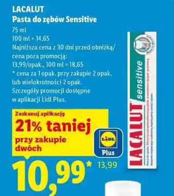 Lidl LACALUT Pasta do zębów sensitive oferta