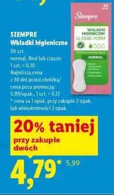 Lidl SIEMPRE Wkładki higieniczne oferta
