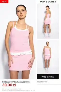 Top Secret Top na ramiączkach Top Secret różowy oferta