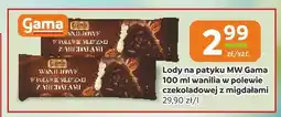 Społem Częstochowa Lody na patyku MW Gama wanilia w polewie czekoladowej z migdałami oferta