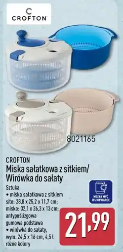 ALDI CROFTON Miska sałatkowa z sitkiem Wirówka do sałaty oferta