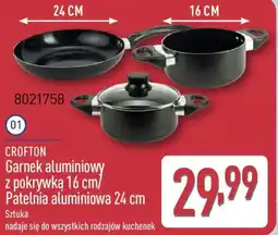 ALDI Crofton Garnek aluminiowy z pokrywką 16 cm/ Patelnia aluminiowa 24 cm oferta