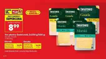 Biedronka Ser plastry Światowid 2x250 g / 500 g oferta
