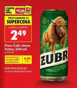 Biedronka Piwo Żubr Jasne Pełne, 500 ml oferta