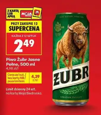 Biedronka Piwo Żubr Jasne Pełne, 500 ml oferta