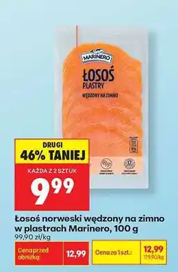 Biedronka Łosoś norweski wędzony na zimno w plastrach Marinero , 100 g oferta