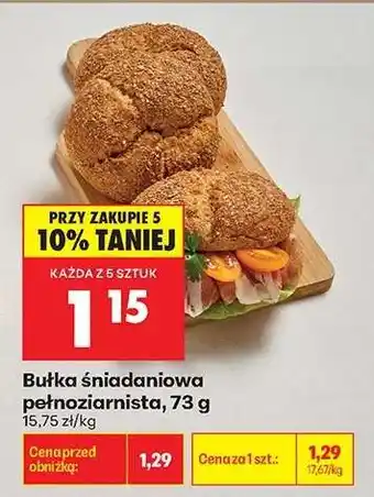 Biedronka Bułka śniadaniowa pełnoziarnista, 73 g oferta